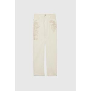 Ermanno Scervino Firenze NWT Embellished Ivory Straight Leg Size 38 IT 2 US